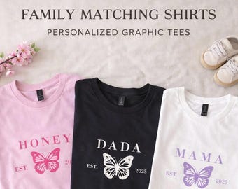 Personalized Butterfly Family Shirts, Custom Graphic Tees (Family Set)