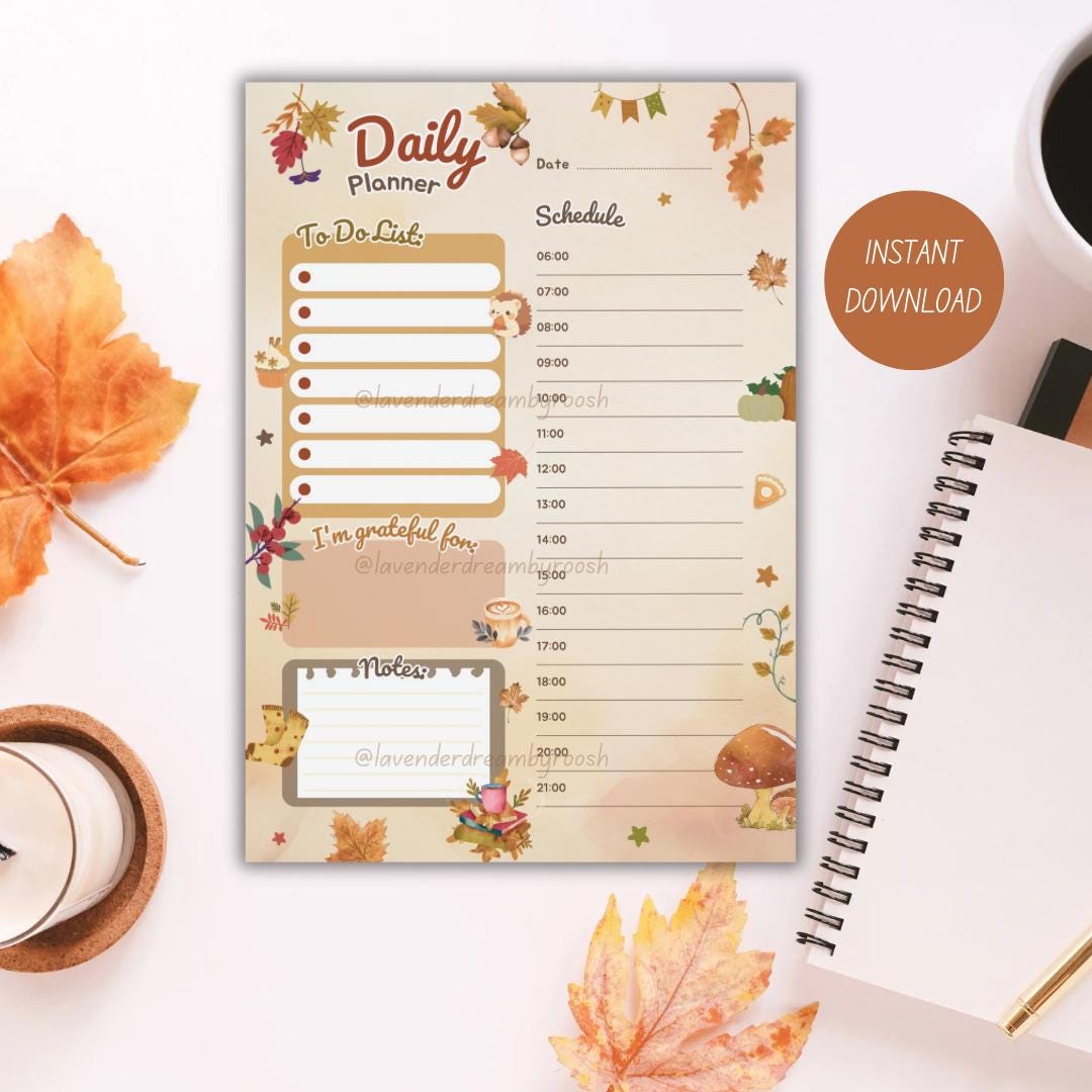 Fall Daily Planner Printable Template Tracker: Cozy Autumn Printable ...
