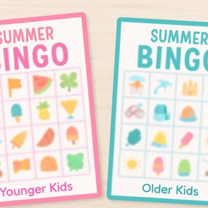 Bingo de verão para imprimir para crianças – versões para crianças mais novas e mais velhas incluídas – atividade divertida sem tela
