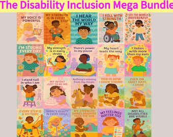 Megapaquete de Inclusión de la Discapacidad: 20 carteles de afirmación empoderantes para niños