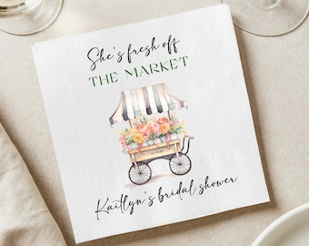 Bridal Shower Napkins, Farmers Market Cocktail Napkins, Bachelorette Party Decor