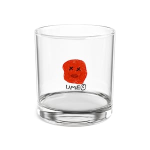 Sour Plum Art Rocks Glass | Hand-Drawn Ume Design | 10oz Umeshu Glass | Summer Barware | Free Shipping