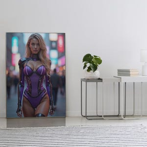 Purple Harley Cyber AI Art Futuristic Digital Download
