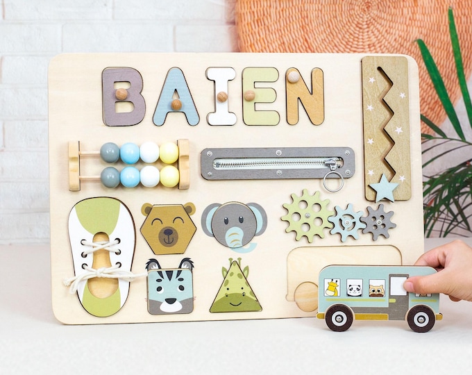 Gift Keepsakes,Gifts For Kids,Baby Gifts,Puzzle Wooden,Personal Gift,Personalized Kids Busy Board,New Baby Gift,Custom Handmade Name Puzzle