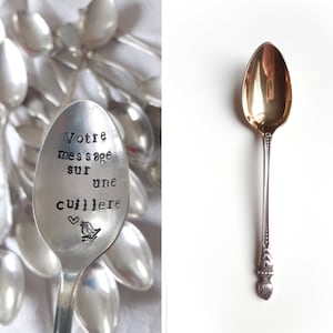 Somptueuse Petite cuillère à CAFÉ 107mm, cuillère à moka, plaquée or et argent personnalisée avec votre message. image 1