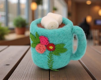 Hot Chocolate Ornament - Felt Wool Fair Trade Christmas Decor Handmade in Nepal