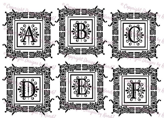 Download Fancy framed alphabet A-F SVG framed monogram letters svg ...