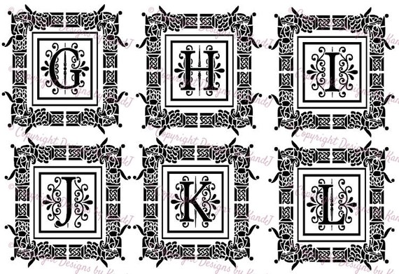 Download Fancy framed alphabet G-L SVG framed monogram letters svg ...