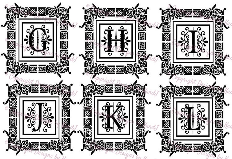 Download Fancy framed alphabet G-L SVG framed monogram letters svg ...