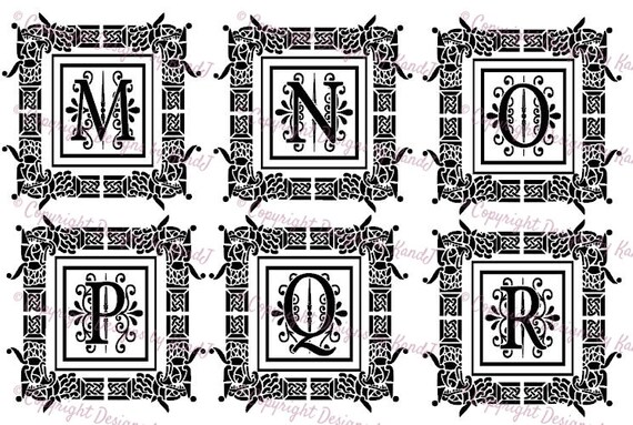 Fancy Framed Alphabet M R Svg Monogram Letters File Svg Framed Monogram Letters File