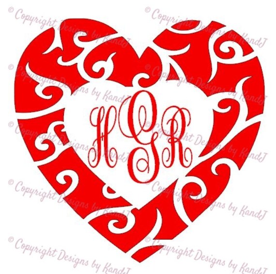 Download Valentine Monogram Svg Heart Svg Valentines Day Svg Digital Etsy