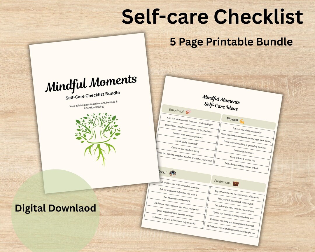 Self Care Checklist Bundle, Printable Self Care Planner, Daily Wellness ...