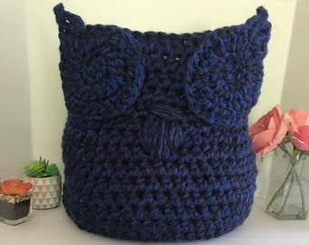 Owl Storage Basket Hand Crochet by kams-store.com