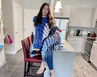 Crochet Boho Poncho: Versatile Cotton Cover-Up