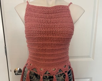 Stunning Sage Halter Top hand crochet by Kams-store.com