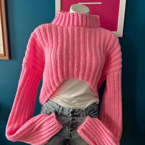 Fashionably Warm Trending Pink Sweater Shrug crochet by kams-store.com
