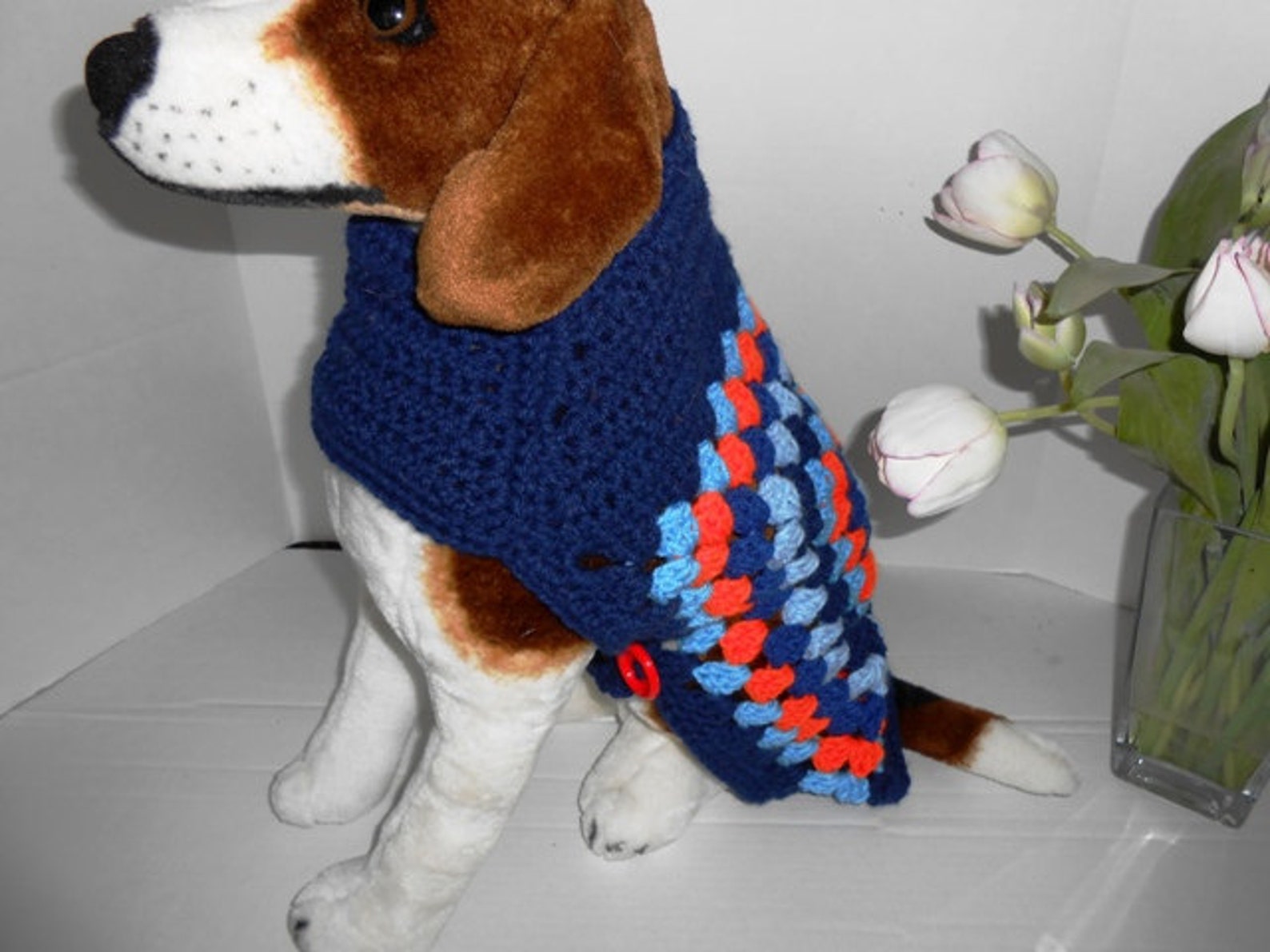 Crochet Granny Square Dog Sweater Easy to Put on Hand Made Etsy