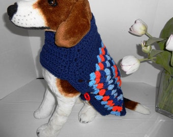 Crochet Granny Square Dog Sweater Easy to put on ! Hand made by Kams-store.com