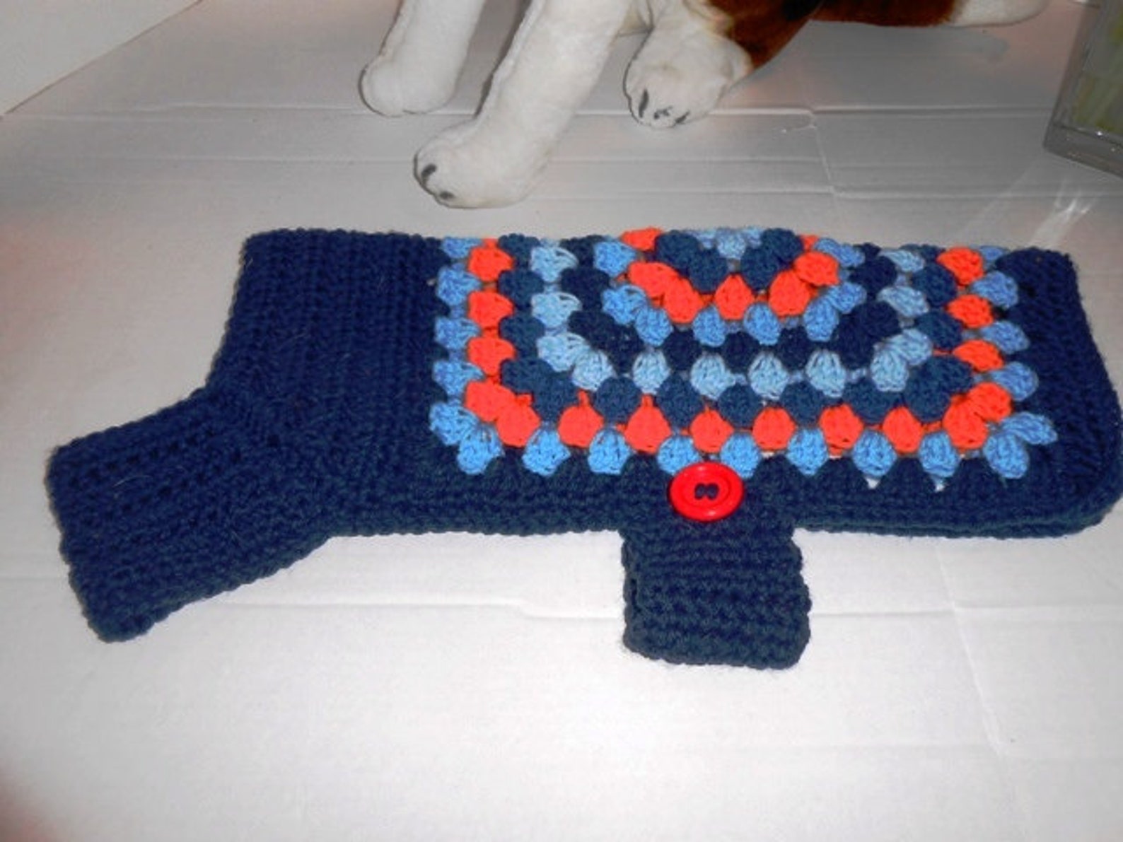 Crochet Granny Square Dog Sweater Easy to Put on Hand Made Etsy