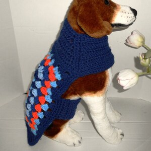 Crochet Granny Square Dog Sweater Easy to put on ! Hand made by Kams-store.com