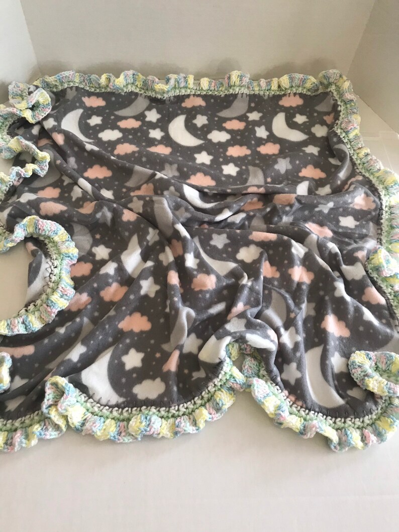 Baby Fleece Gray Pink White Receiving Blankets With Pretty Etsy