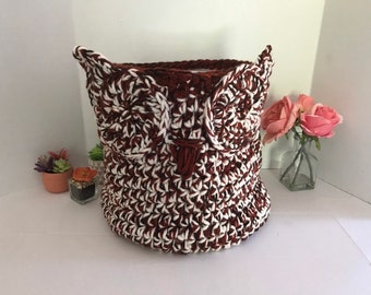 Owl Storage Basket Hand Crochet by kams-store.com