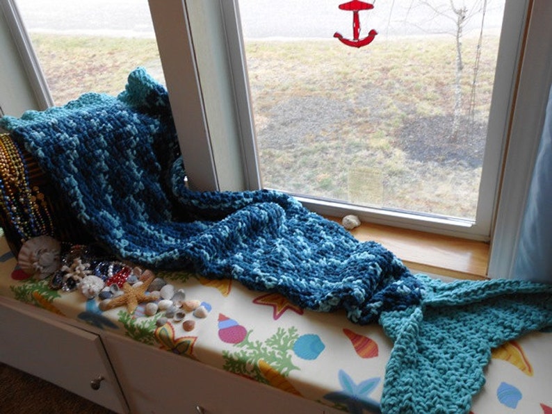 Mermaid Blanket Made With Soft Plush Bernat Blanket Yarn by Etsy