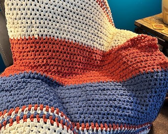 Manta afgana de crochet suave y aterciopelada: colores otoñales, hilo Bernat Blanket