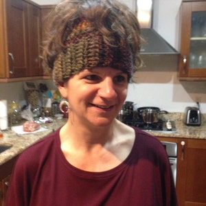 Messy bun hat or Ponytail Hat hand crochet by kams-store.com