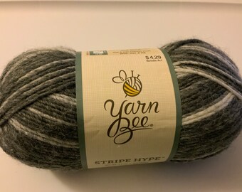 1 Yarn Bee Yarn Stripe Hype Color White Grey 