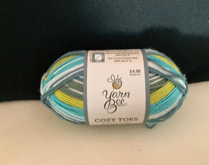 1 Yarn Bee Cozy Toes Color Turquoise Reef Etsy