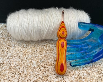 Handmade E/3.50 mm Susan Bates Crochet Hooks, Color Wood Handle