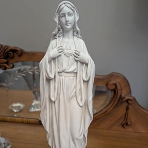 12 inch Immaculate Heart Virgin Mary Statue Madonna Blessed Mother Religious Figurine Home Church Decor Gift