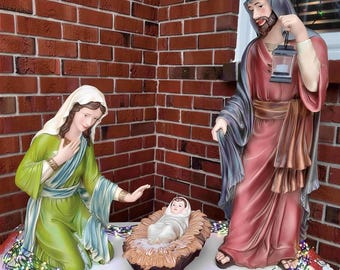 37 inch Large Nativity Set 3 Piece Christmas Scene | Mary Joseph Baby Jesus Statue | Indoor Outdoor Decor | Religious & Christian Gift