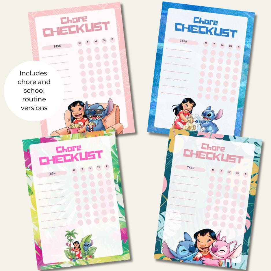 Lilo and Stitch Printable Routine Chore and Reward Chart Digital ...