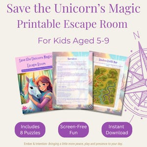 Escape Room for Kids Aged 5 to 9 Magical Unicorn Party Game Instant Download Treasure Hunt Adventure Printable Indoor Activity