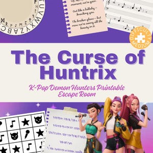 印刷可能なK-POP脱出ゲーム（子供向け）HuntrixデーモンハンターパーティーアクティビティDIYパズルアドベンチャー（8～12歳向け）