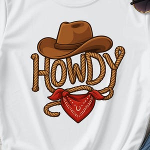 Howdy Western PNG: Cowboy Hat & Bandana Design (Digital Download)