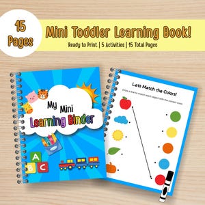 Libro de actividades imprimible, carpeta de aprendizaje para niños pequeños, actividades preescolares, recursos para la educación en el hogar, materiales Montessori, libro tranquilo para niños, seguimiento digital