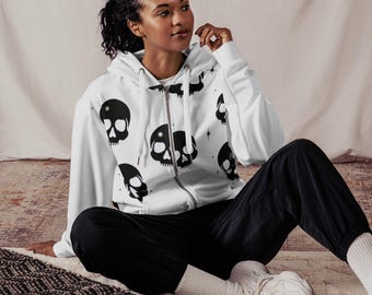 Abbey Dawn Full Zip Gold Skull Black Hoodie - Short Sleeve, Avril