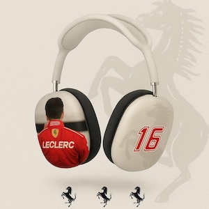 Ferrari AirPod Max Case, Charles Leclerc F1 Headphone Cover, Racing Accessories, Formula 1 Red Theme, Beige, Gift