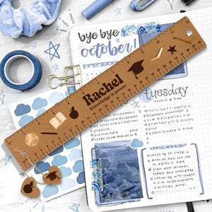Personalized Wooden Ruler 12 inches, Custom Engraved Wood Ruler, 12-Inch School Supplies, Back to School Gift, Teacher Gifts, Acrylic Ruler