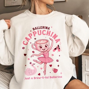 Ballerina Capuccina Shirt, Funny Italian Brainrot Meme Tee, Trending Latte Spin Meme Tee, Unisex Ballerina Cappuchina Unique T-shirt