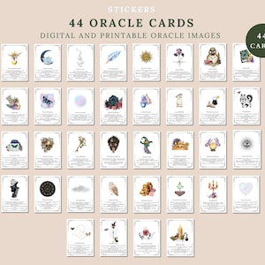 Adesivos de cartas de oráculo, baralho para impressão em diários, trabalho com sombras, papelaria mística de bruxas, adesivos digitais de bruxas para impressão, Cricut Ready