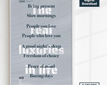 "Poster ""The real luxuries in life"" — Poster Sofort Download."