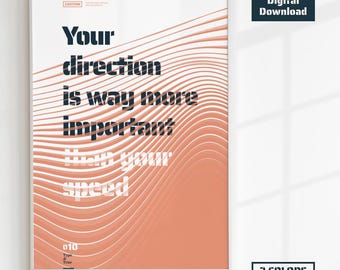 Poster Deine Richtung zählt mehr als deine Geschwindigkeit — Poster Sofortdownload
