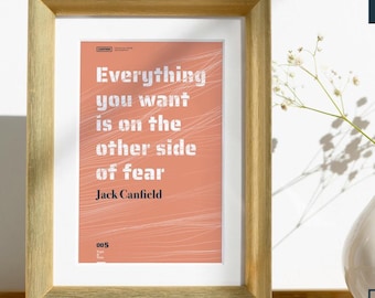 "Poster ""Alles was du willst, ist auf der anderen Seite der Angst"" von Jack Canfield"