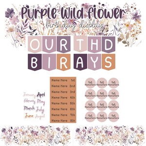 Purple Wildflowers Birthday Classroom Decor Bundle (Digital Download)