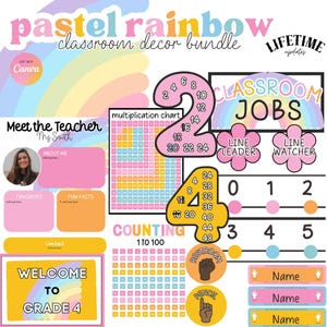 Pastel Rainbow Classroom Decor Bundle Teacher Classroom Decor Pack