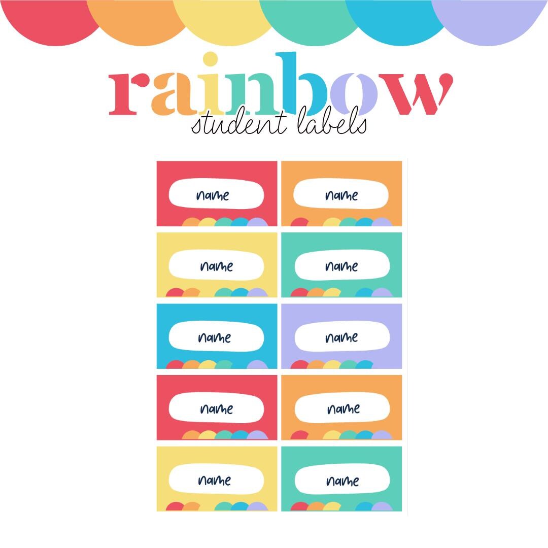 Rainbow Student Labels Chart Classroom Decor Teacher Classroom Decor ...